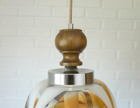 Vintage Murano Style Pendant Light | Hand-Blown Opaline Glass | Mazzega Style | Mid-Century Modern | Restored Yugoslav Chandelier