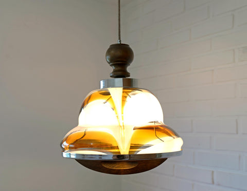 Vintage Murano Style Pendant Light | Hand-Blown Opaline Glass | Mazzega Style | Mid-Century Modern | Restored Yugoslav Chandelier
