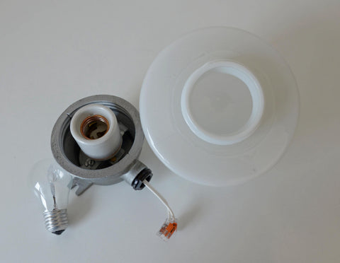 Mushroom Lamp / Vintage Wall Lamp / Ceiling Light / Industrial Sconce / White Opaline Glass Flush Mount
