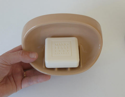 Vintage Bathroom Wall Accessory Set | 1980s Yugoslavia | Beige Cappuccino Ceramics | Retro Towel Holder | Soap Dishes | Toothbrush Holder
