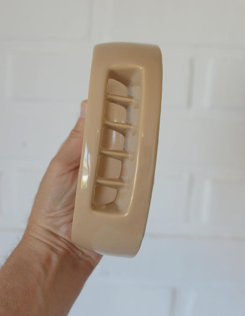 Vintage Bathroom Wall Accessory Set | 1980s Yugoslavia | Beige Cappuccino Ceramics | Retro Towel Holder | Soap Dishes | Toothbrush Holder