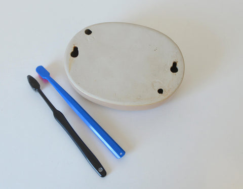 Vintage Bathroom Wall Accessory Set | 1980s Yugoslavia | Beige Cappuccino Ceramics | Retro Towel Holder | Soap Dishes | Toothbrush Holder