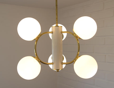 Vintage Sputnik Chandelier: MCM Space Age Pendant Light, Yugoslavia 1970s