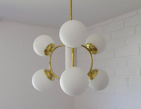 Vintage Sputnik Chandelier: MCM Space Age Pendant Light, Yugoslavia 1970s
