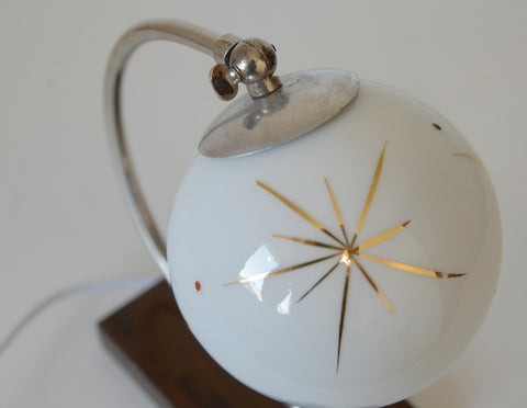 Vintage Bedside Lamp / Desk Lighting / Table Light / Space Age / Yugoslavia 1950's / Restored MCM Light Fixture / Star Pattern Glass