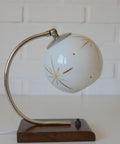 Vintage Bedside Lamp / Desk Lighting / Table Light / Space Age / Yugoslavia 1950's / Restored MCM Light Fixture / Star Pattern Glass