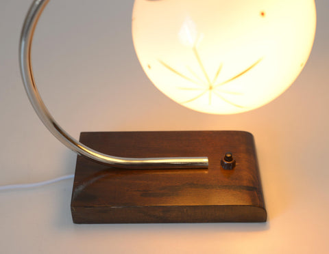 Vintage Bedside Lamp / Desk Lighting / Table Light / Space Age / Yugoslavia 1950's / Restored MCM Light Fixture / Star Pattern Glass