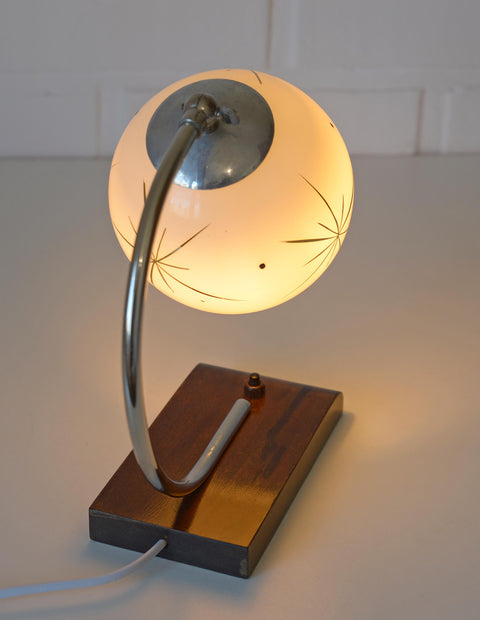 Vintage Bedside Lamp / Desk Lighting / Table Light / Space Age / Yugoslavia 1950's / Restored MCM Light Fixture / Star Pattern Glass