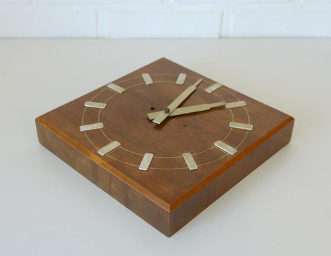 Vintage Tulip Mid-Century Mechanical Wall Clock – 1950s/60s – Wooden Case & Aluminum Details - Wall Decor