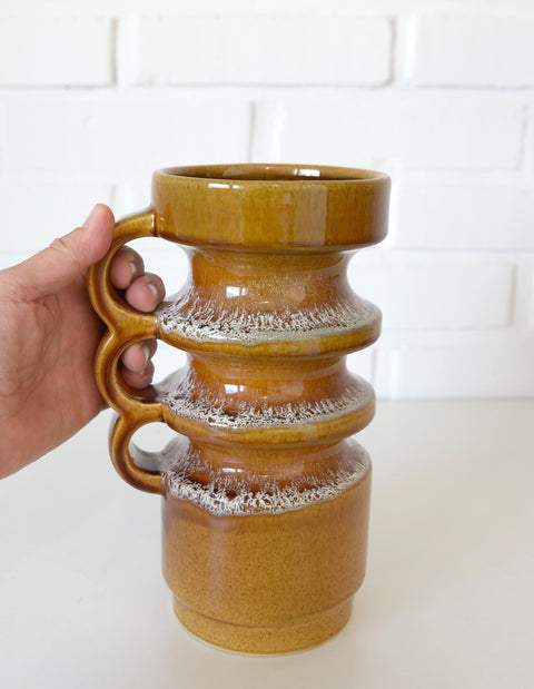 Vintage HERKO Ceramic Vase / Brutalist Mid Century Pottery / Yugoslavia 1970s / Sculptural Fat Lava Vase