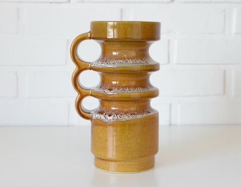 Vintage HERKO Ceramic Vase / Brutalist Mid Century Pottery / Yugoslavia 1970s / Sculptural Fat Lava Vase