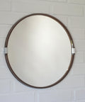 Vintage 1970s Round Wall Mirror / Attributed to Allibert / Smoked Brown Plastic / Space Age Bathroom Mirror