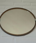 Vintage 1970s Round Wall Mirror / Attributed to Allibert / Smoked Brown Plastic / Space Age Bathroom Mirror