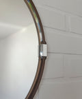 Vintage 1970s Round Wall Mirror / Attributed to Allibert / Smoked Brown Plastic / Space Age Bathroom Mirror