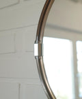 Vintage 1970s Round Wall Mirror / Attributed to Allibert / Smoked Brown Plastic / Space Age Bathroom Mirror