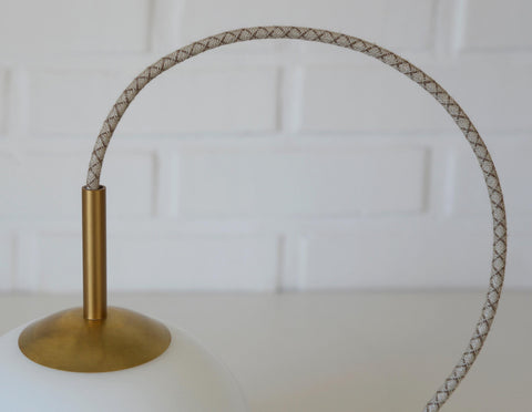 Rare Vintage Artichoke Opaline Glass Pendant Light, 1970s Yugoslavia, Brass MCM Ceiling Lamp, Space Age Hanging Light, Redesign
