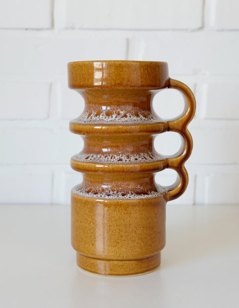 Vintage HERKO Ceramic Vase / Brutalist Mid Century Pottery / Yugoslavia 1970s / Sculptural Fat Lava Vase