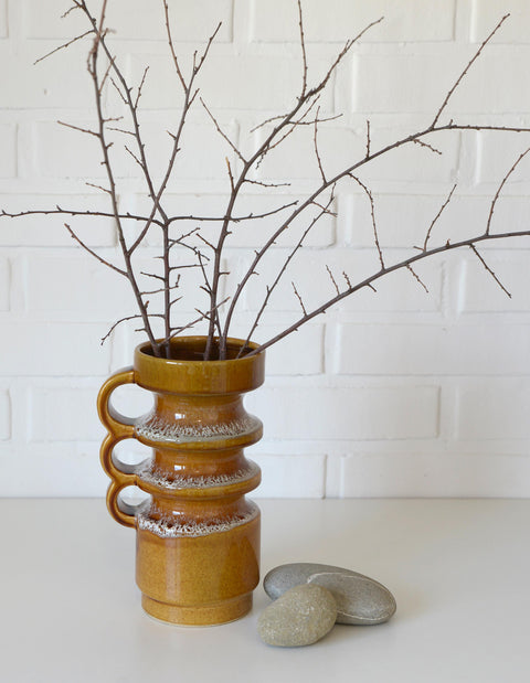 Vintage HERKO Ceramic Vase / Brutalist Mid Century Pottery / Yugoslavia 1970s / Sculptural Fat Lava Vase