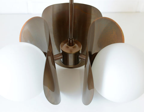 Vintage Pendant Light / Copper Sputnik / Mid Century Modern /MCM Chandelier / Space Age / Brutalist Ceiling Light