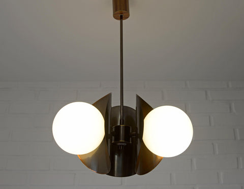 Vintage Pendant Light / Copper Sputnik / Mid Century Modern /MCM Chandelier / Space Age / Brutalist Ceiling Light