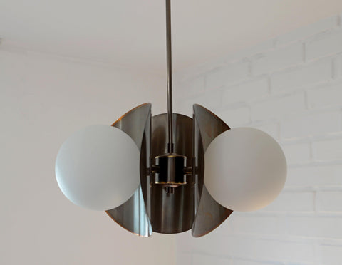 Vintage Pendant Light / Copper Sputnik / Mid Century Modern /MCM Chandelier / Space Age / Brutalist Ceiling Light