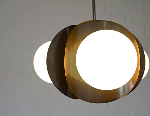 Vintage Pendant Light / Copper Sputnik / Mid Century Modern /MCM Chandelier / Space Age / Brutalist Ceiling Light