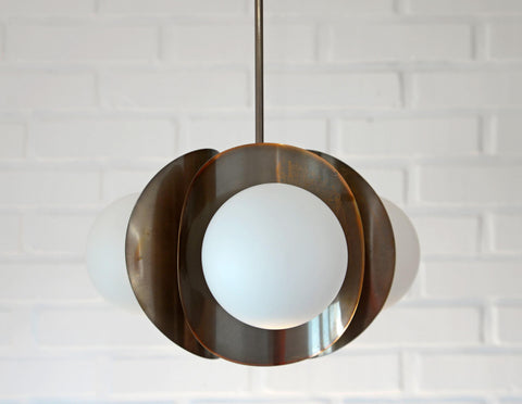 Vintage Pendant Light / Copper Sputnik / Mid Century Modern /MCM Chandelier / Space Age / Brutalist Ceiling Light