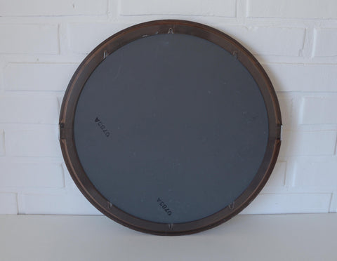 Vintage 1970s Round Wall Mirror / Attributed to Allibert / Smoked Brown Plastic / Space Age Bathroom Mirror