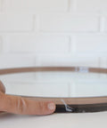 Vintage 1970s Round Wall Mirror / Attributed to Allibert / Smoked Brown Plastic / Space Age Bathroom Mirror
