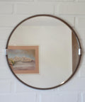 Vintage 1970s Round Wall Mirror / Attributed to Allibert / Smoked Brown Plastic / Space Age Bathroom Mirror