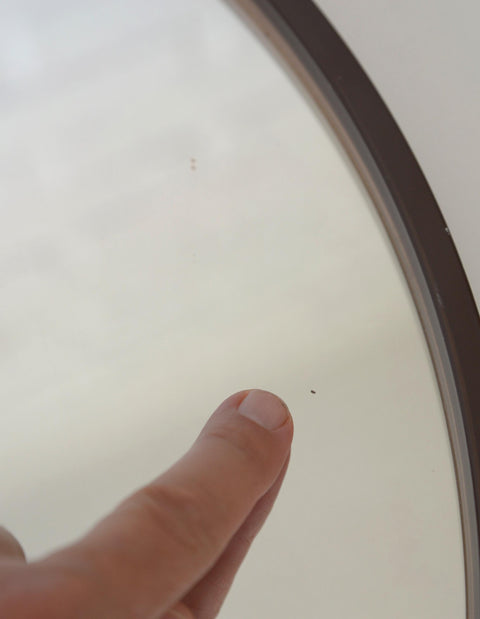 Vintage 1970s Round Wall Mirror / Attributed to Allibert / Smoked Brown Plastic / Space Age Bathroom Mirror