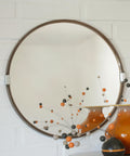 Vintage 1970s Round Wall Mirror / Attributed to Allibert / Smoked Brown Plastic / Space Age Bathroom Mirror