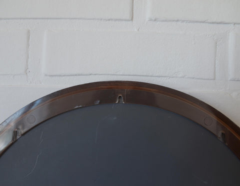 Vintage 1970s Round Wall Mirror / Attributed to Allibert / Smoked Brown Plastic / Space Age Bathroom Mirror