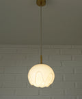 Rare Vintage Artichoke Opaline Glass Pendant Light, 1970s Yugoslavia, Brass MCM Ceiling Lamp, Space Age Hanging Light, Redesign