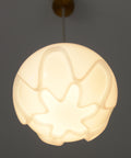 Rare Vintage Artichoke Opaline Glass Pendant Light, 1970s Yugoslavia, Brass MCM Ceiling Lamp, Space Age Hanging Light, Redesign