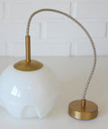 Rare Vintage Artichoke Opaline Glass Pendant Light, 1970s Yugoslavia, Brass MCM Ceiling Lamp, Space Age Hanging Light, Redesign
