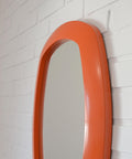 Rare 1970s Orange Space Age Mirror | Large Vintage Pop Art Wall Mirror | Yugoslavian Design | Horizontal or Vertical
