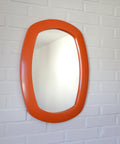 Rare 1970s Orange Space Age Mirror | Large Vintage Pop Art Wall Mirror | Yugoslavian Design | Horizontal or Vertical