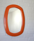 Rare 1970s Orange Space Age Mirror | Large Vintage Pop Art Wall Mirror | Yugoslavian Design | Horizontal or Vertical