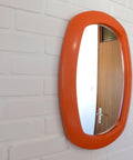 Rare 1970s Orange Space Age Mirror | Large Vintage Pop Art Wall Mirror | Yugoslavian Design | Horizontal or Vertical