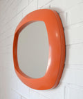 Rare 1970s Orange Space Age Mirror | Large Vintage Pop Art Wall Mirror | Yugoslavian Design | Horizontal or Vertical