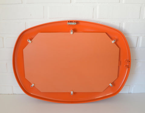 Rare 1970s Orange Space Age Mirror | Large Vintage Pop Art Wall Mirror | Yugoslavian Design | Horizontal or Vertical