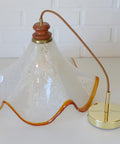 Hand Blown Murano Style Pendant Light – Amber Rim, 1970s MCM Design