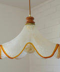 Hand Blown Murano Style Pendant Light – Amber Rim, 1970s MCM Design