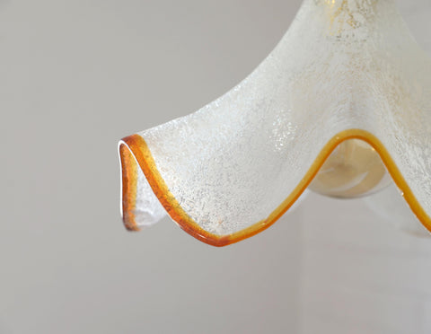 Hand Blown Murano Style Pendant Light – Amber Rim, 1970s MCM Design