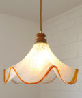 Hand Blown Murano Style Pendant Light – Amber Rim, 1970s MCM Design