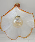 Hand Blown Murano Style Pendant Light – Amber Rim, 1970s MCM Design