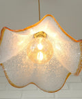 Hand Blown Murano Style Pendant Light – Amber Rim, 1970s MCM Design