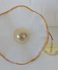 Hand Blown Murano Style Pendant Light – Amber Rim, 1970s MCM Design