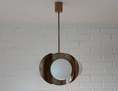 Vintage Pendant Light / Copper Sputnik / Mid Century Modern /MCM Chandelier / Space Age / Brutalist Ceiling Light